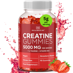 Creatine Gummies 5000mg with L-Taurine & Vitamin B12 UK gym supplement strength training weights pre-workout post-workout creatine monohydrate 3rd party tested creatine gummies
