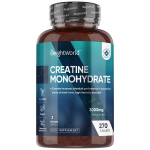 WeightWorld Creatine Monohydrate Tablets 3000mg - 270 Creatine Tablets - Vegan & Keto-Friendly - Unflavoured & Gluten-Free - 3 Months Supply - for Men & Women