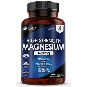 Magnesium Citrate Supplements 1620mg - 120 High Strength Magnesium Capsules Vegan