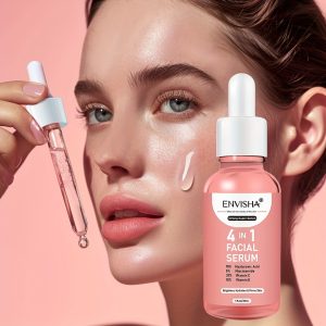ENVISHA 1 Fl.Oz 4 in 1 Facial Serum - Unisex Adult Moisturizing Drops with Hyaluronic Acid, Niacinamide, Vitamin C & E for All Skin Types, Unscented Face Care Serum