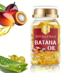 60 Capsules of Natural Batana Hair Oil, Cold-Pressed And Unrefined, Enriched with Vitamins A, B, And C, Suitable for All Hair Types, Making Hair Stronger And More Moisturized.