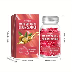 [30 Count Shiny Hair Vitamins] Hair Vitamin Serum Capsules 30 Count - Moisturizing Hair Treatment with Moroccan & Jojoba Oil, Aloe Vera, Chestnut Extract - For Shiny, Smooth Hair & Repairing Split Ends - Suitable for Normal Hair Types